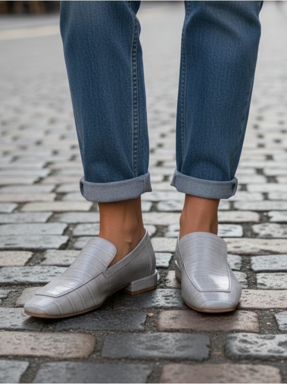 NEW JEFFREY CAMPBELL MARKO CROC EMBOSSED LOAFER IN GREY CROC SIZE 10